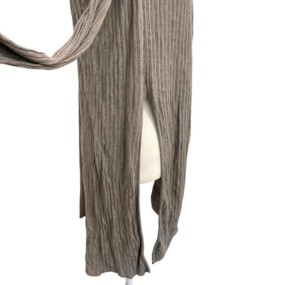 MM LaFleur Side Slit Ribbed Lightweight Cardigan Sweater Topper Gray size Medium - Picture 3 of 8